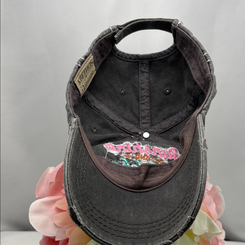 Distressed Black Cap with Embroidered Patch - Picture 9 of 9